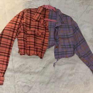 split crop top flannel